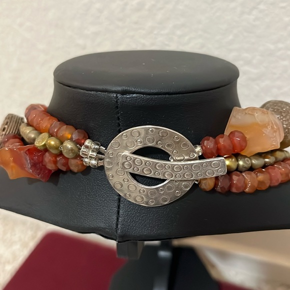 Boutique Hand Made Multicolor Stone, Clay & Metal Beaded Necklace - Picture 2 of 5